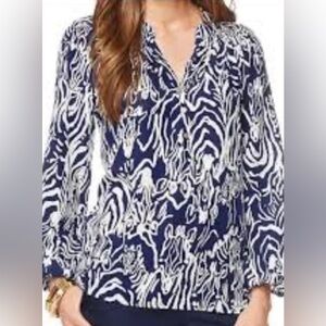 Lilly Pulitzer Navy Zebra Elsa Top